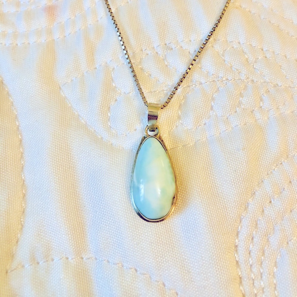 Rare LARIMAR stone pendant w/Sterling Silver